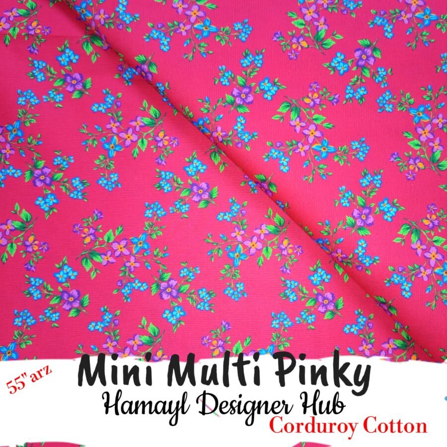 Mini Multi Pinky – 55 Inch Floral Printed Corduroy Cotton