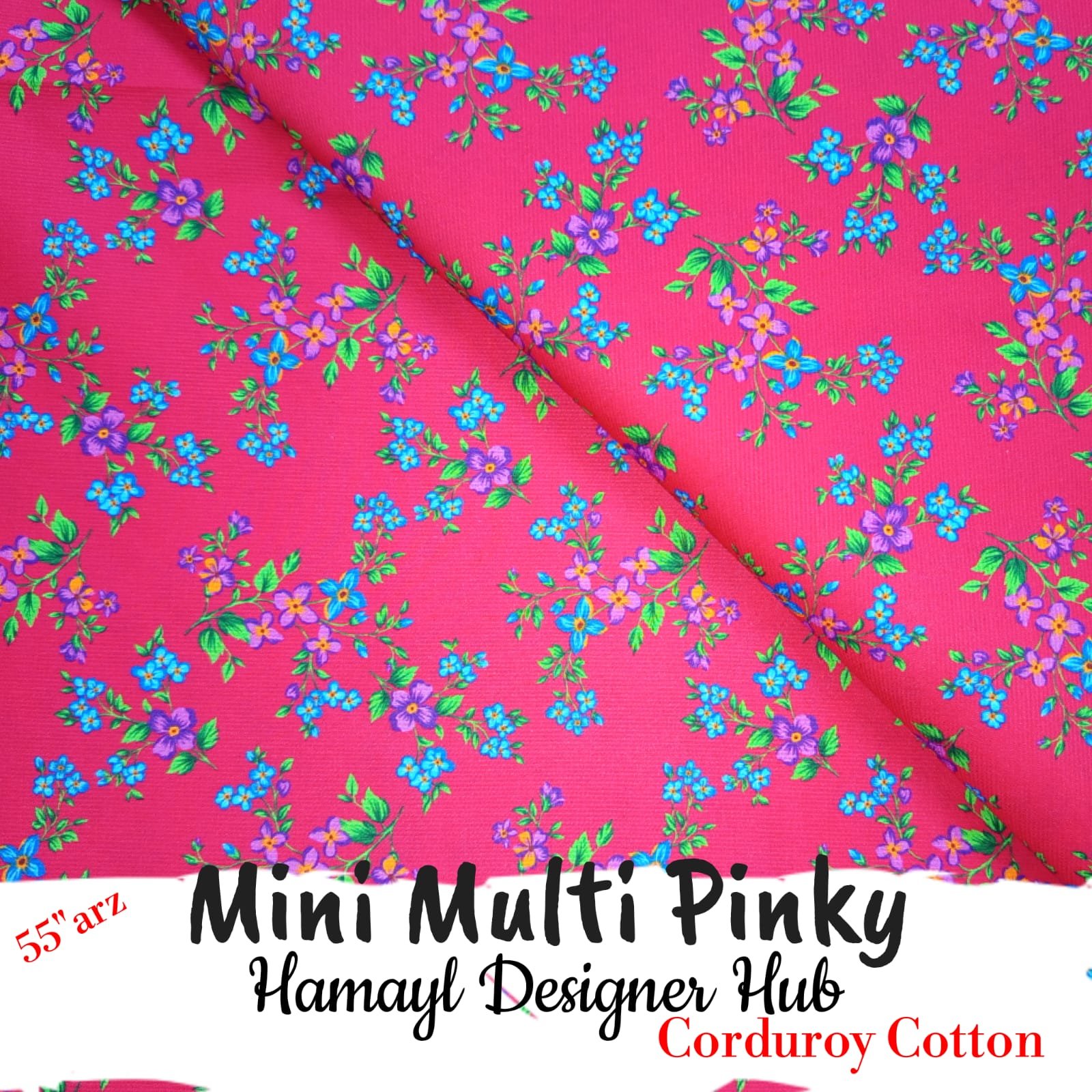 Mini Multi Pinky – printed corduroy (kotrai) fabric, 55-inch width, unstitched