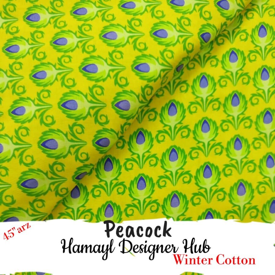 Peacock – 45 Inch Printed Winter Cotton Fabric — unstitched fabric