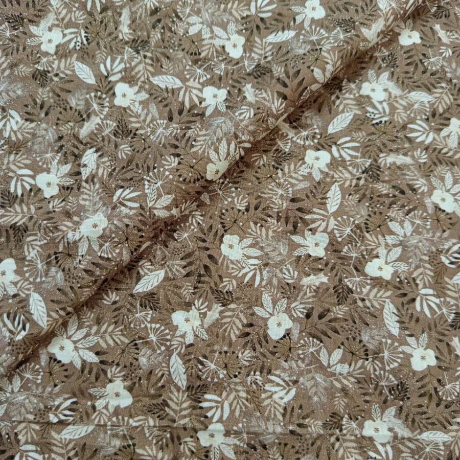 Mocha Floral – 45 Inch Printed Winter Cotton Fabric — unstitched fabric