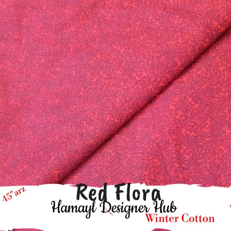 Red Flora – printed winter cotton fabric, 45-inch width, unstitched