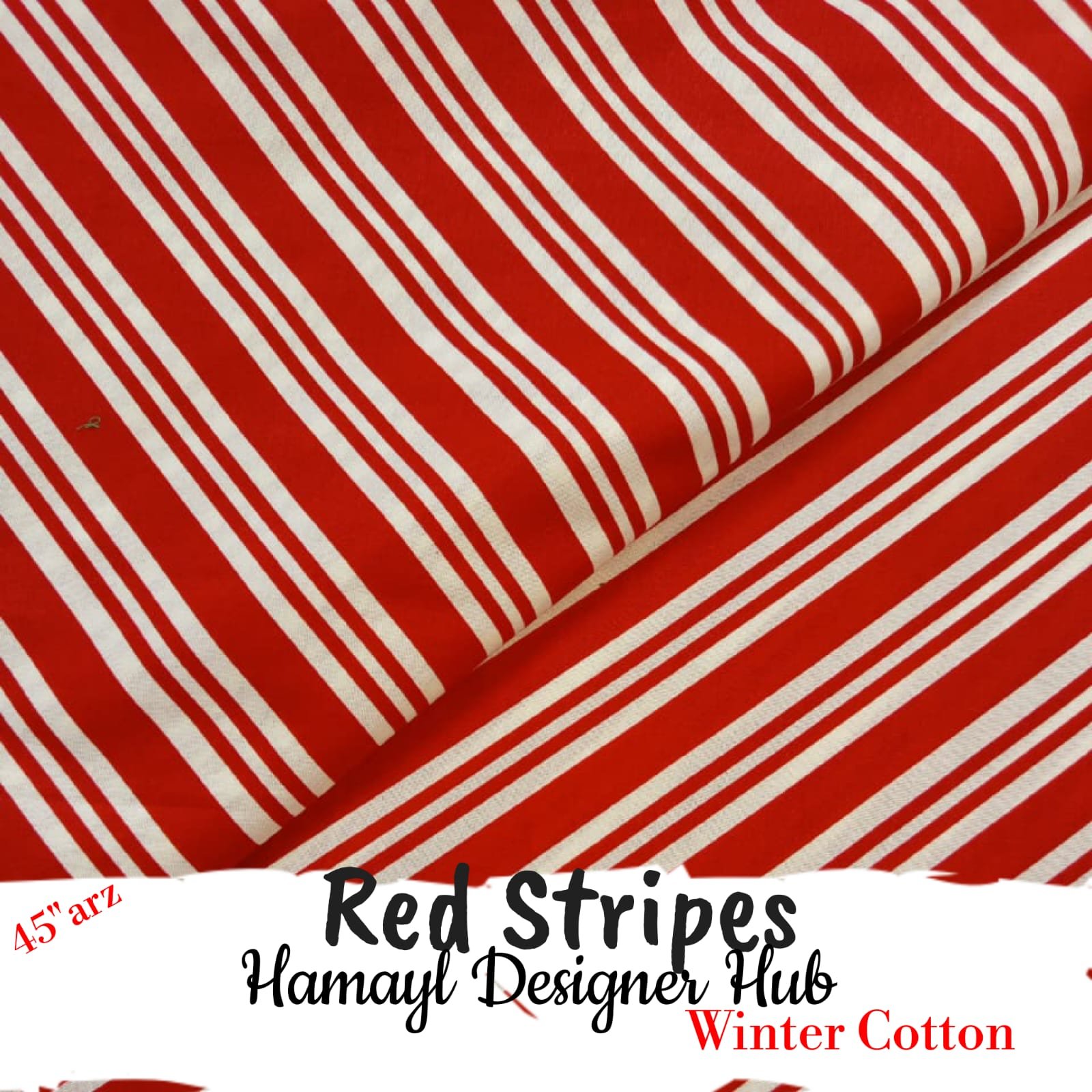 Red Stripes 45 inch printed winter cotton fabric