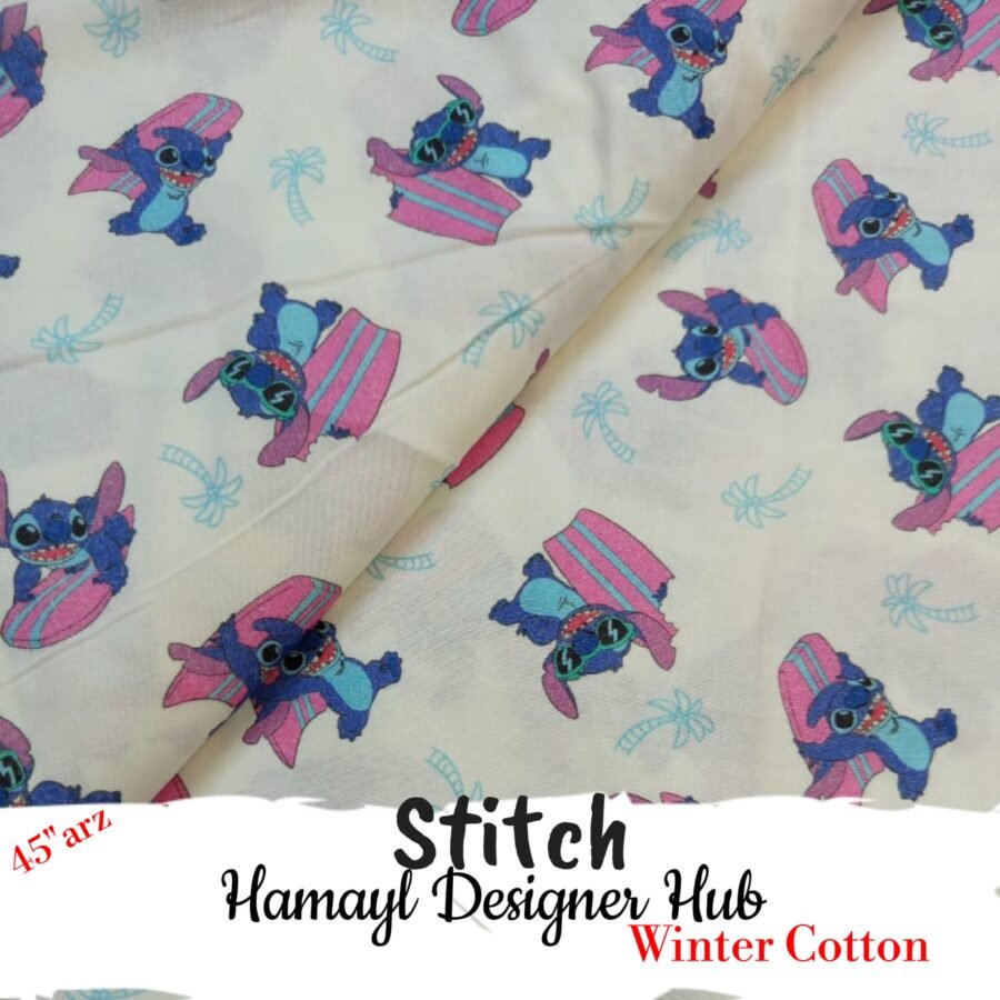 Stitch – printed winter cotton fabric, 45-inch width, unstitched