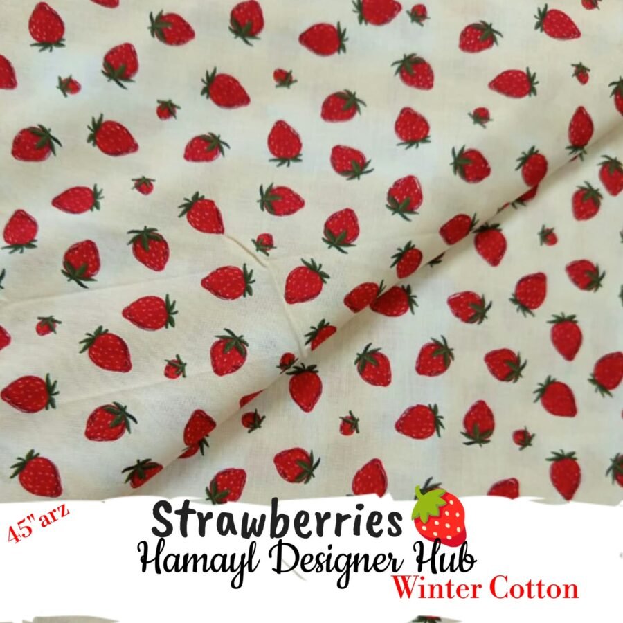 Strawberries – 45'' Printed Winter Cotton Fabric — unstitched fabric