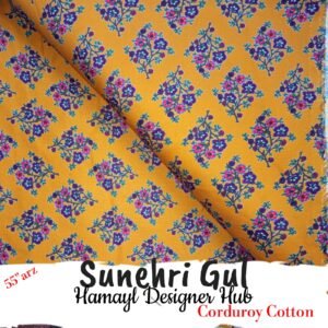 Sunehri Gul – 55 Inch Floral Printed Corduroy Cotton