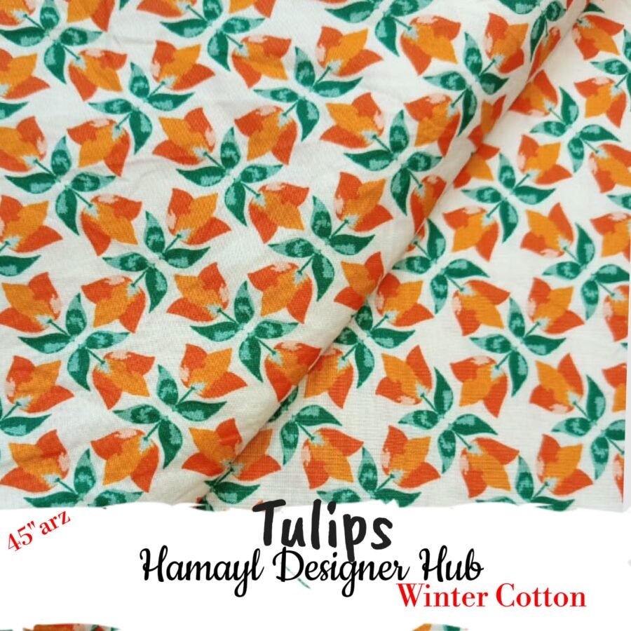 Tulips – 45 Inch Printed Winter Cotton Fabric — unstitched fabric