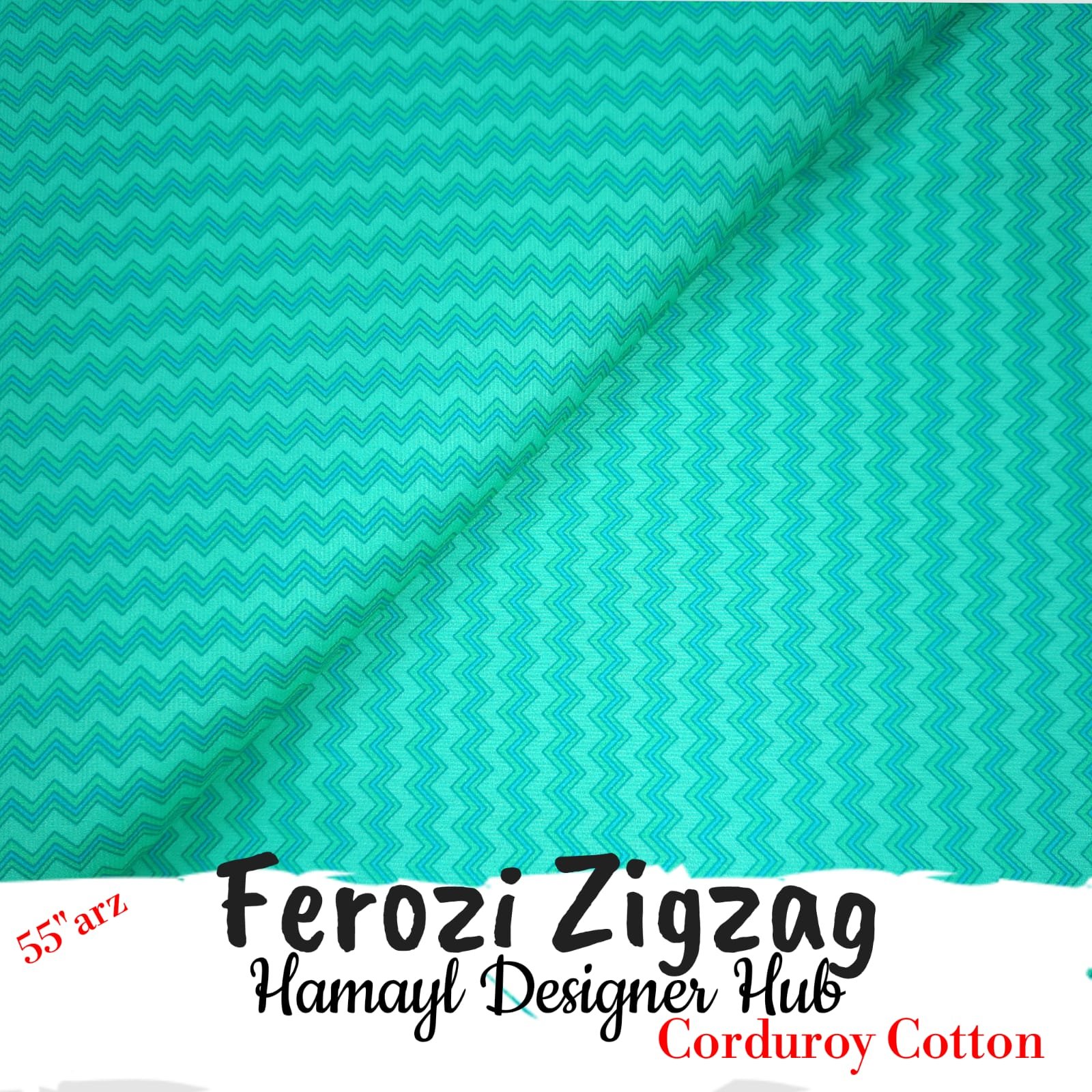 Firoza Zigzag – 55 Inch Printed Corduroy Cotton | Hamayl Designer Hub