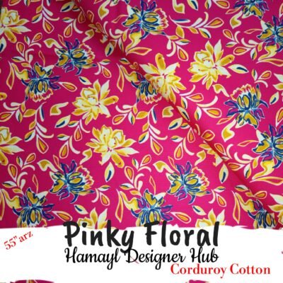 Pinky Floral – 55 Inch Printed Corduroy Cotton | Hamayl Designer Hub