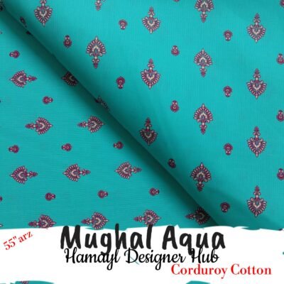 Mughal Aqua – 55 Inch Printed Corduroy Cotton