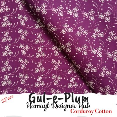 Gul-e-Plum – 55 Inch Floral Printed Corduroy Cotton