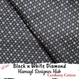 Black n White Diamond – 55 Inch Printed Corduroy Cotton