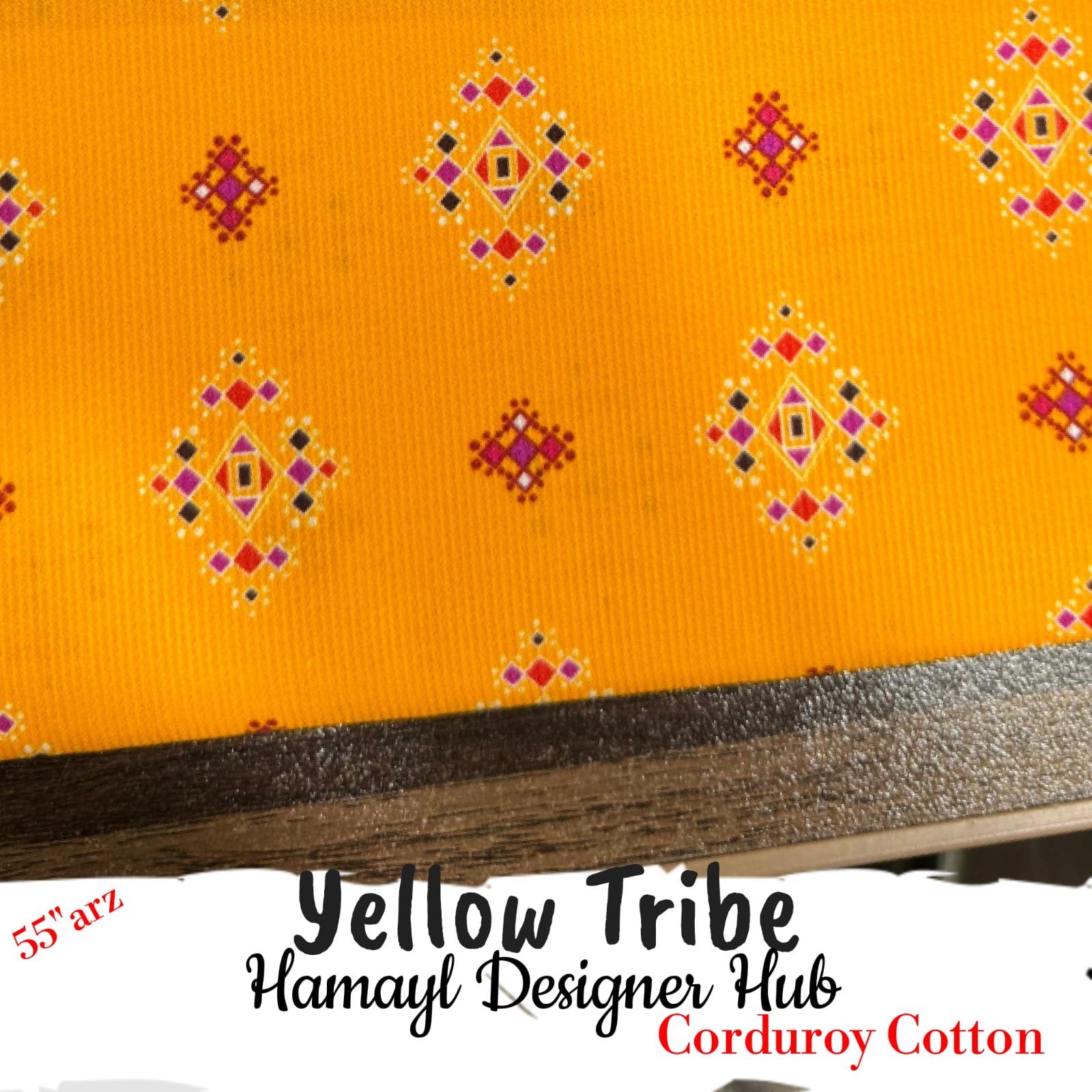Yellow Tribe  – 55 Inch Printed Corduroy Cotton | Hamayl Designer Hub
