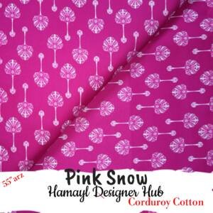 Pink Snow – 55 Inch Floral Printed Corduroy Cotton