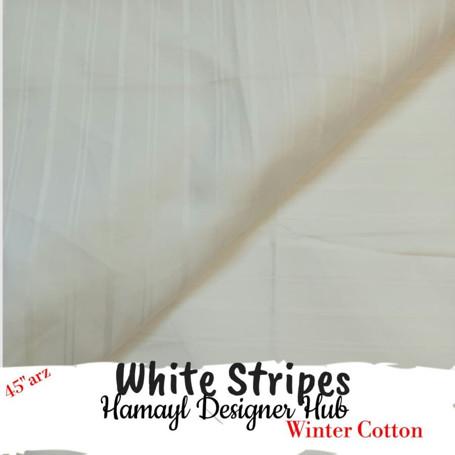 White Stripes – printed winter cotton fabric, 45-inch width, unstitched