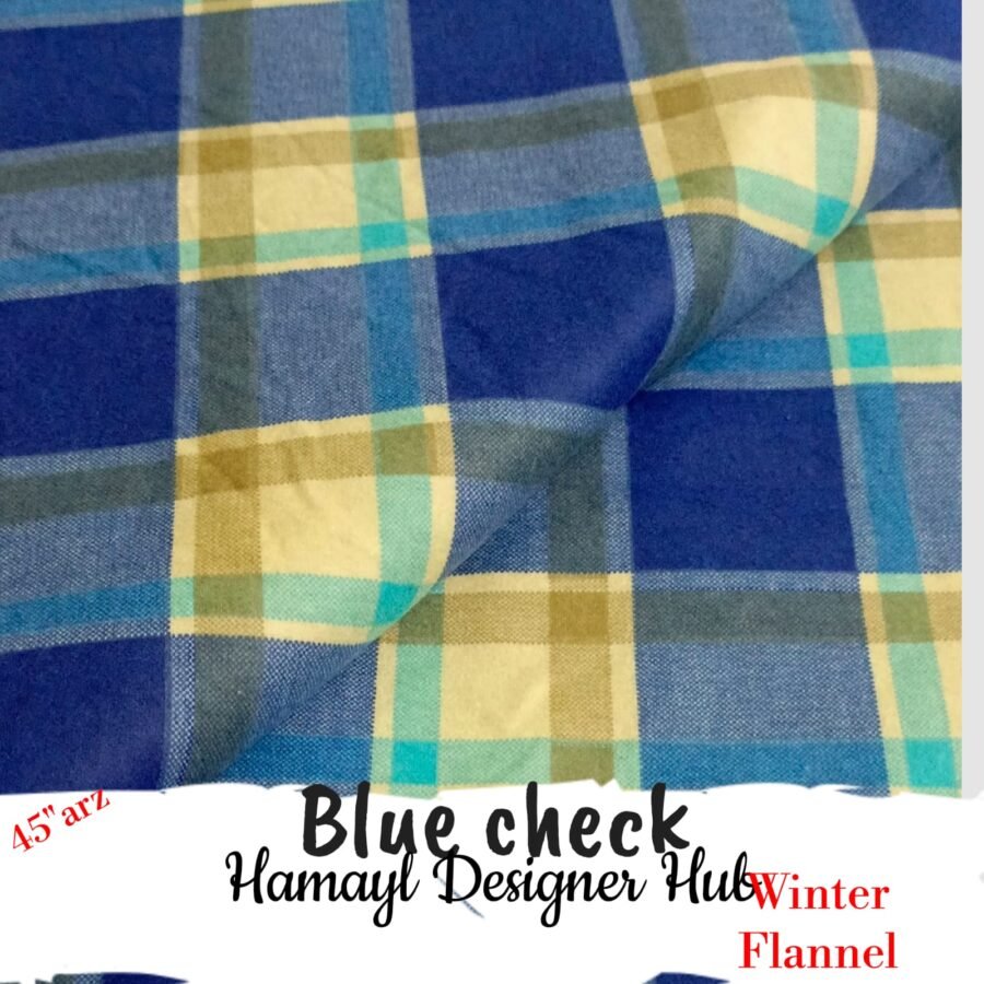 Zinck Blue Check Winter Flannel – printed flannel fabric, 45-inch width, unstitched
