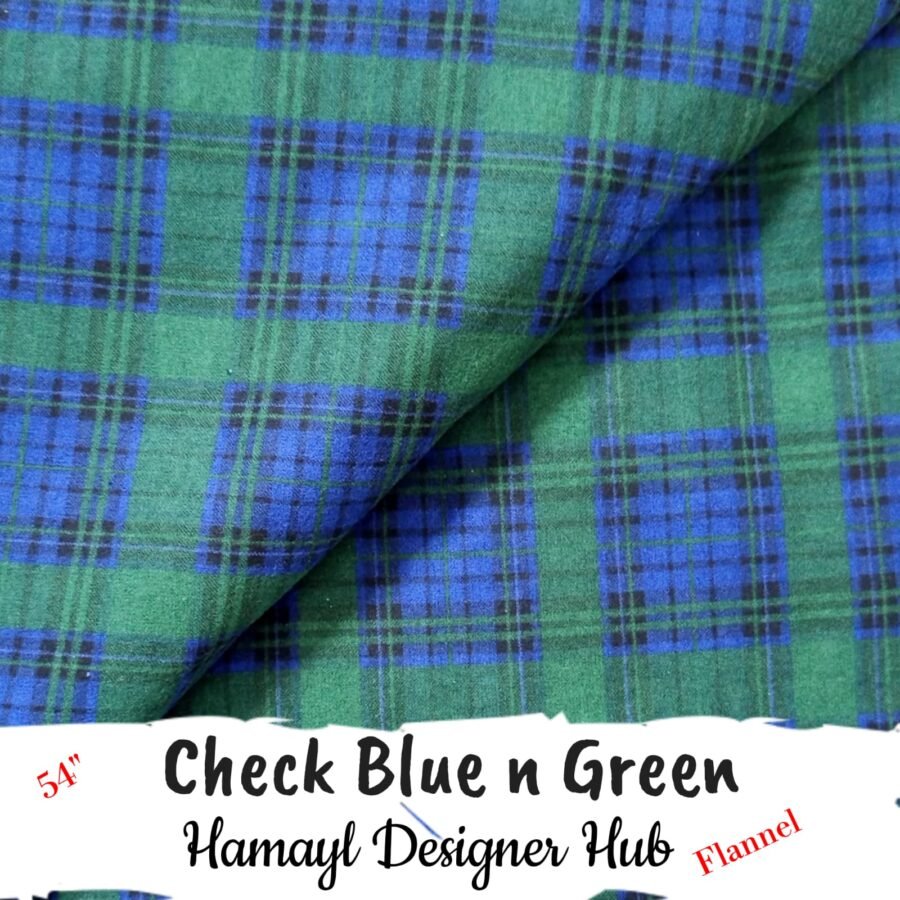 Check Blue n Green Winter Flannel – printed flannel fabric, 54-inch width, unstitched