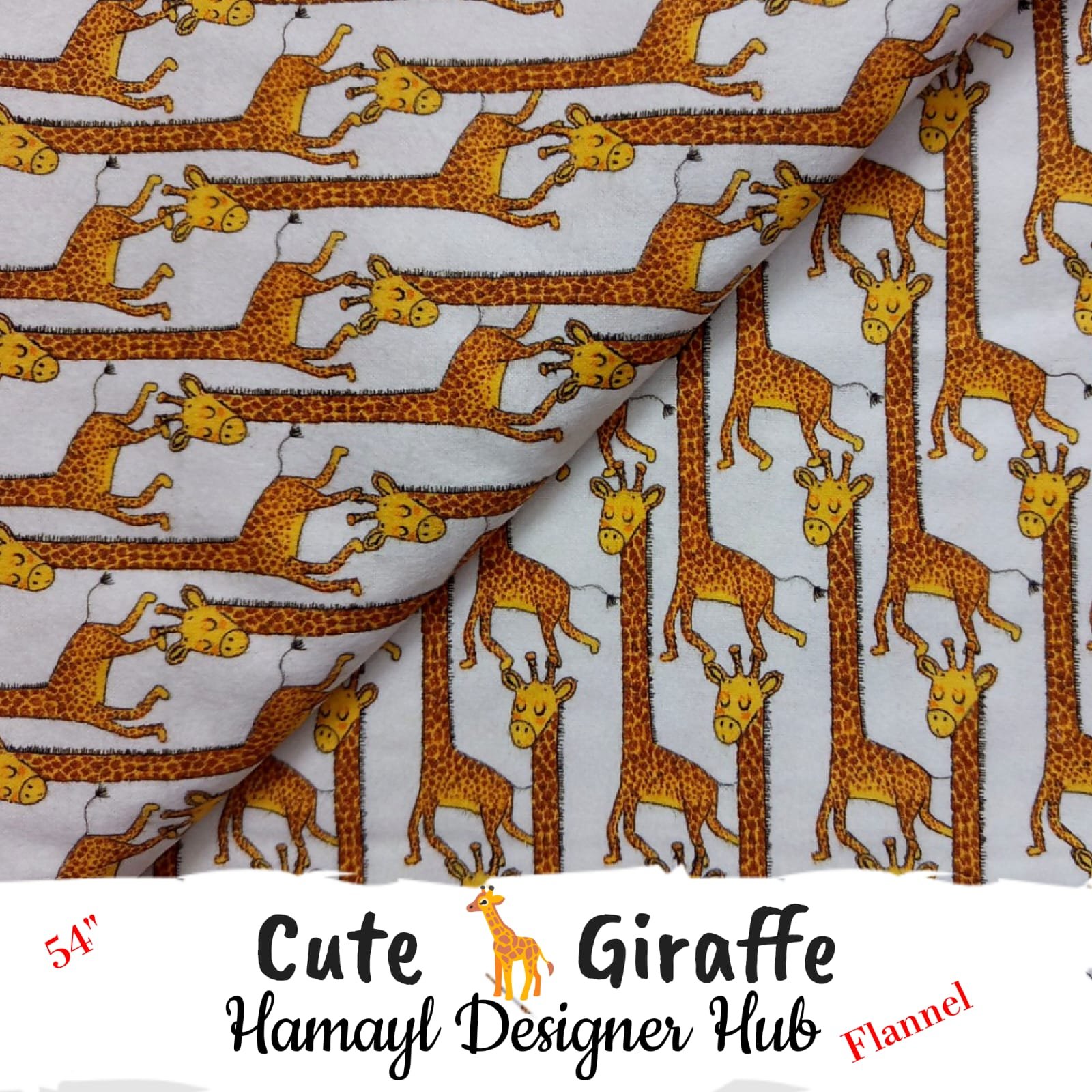 Cute Girafe Winter Flannel – printed flannel fabric, 54-inch width, unstitched