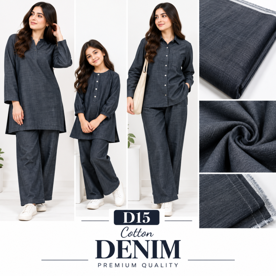 D15 – soft cotton denim fabric, unstitched