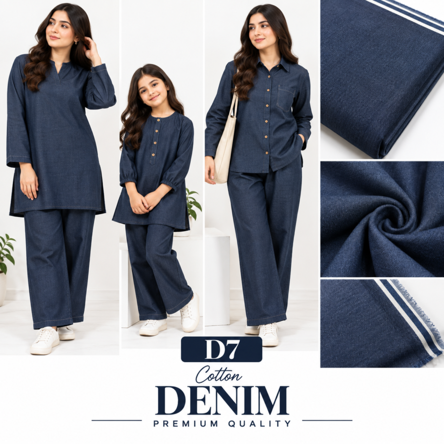 D7 – Cotton Denim – Premium Quality – soft cotton denim fabric, unstitched