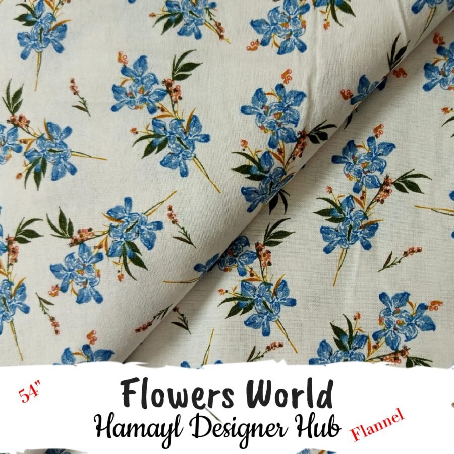 Flowers World Winter Flannel – printed flannel fabric, 54-inch width, unstitched