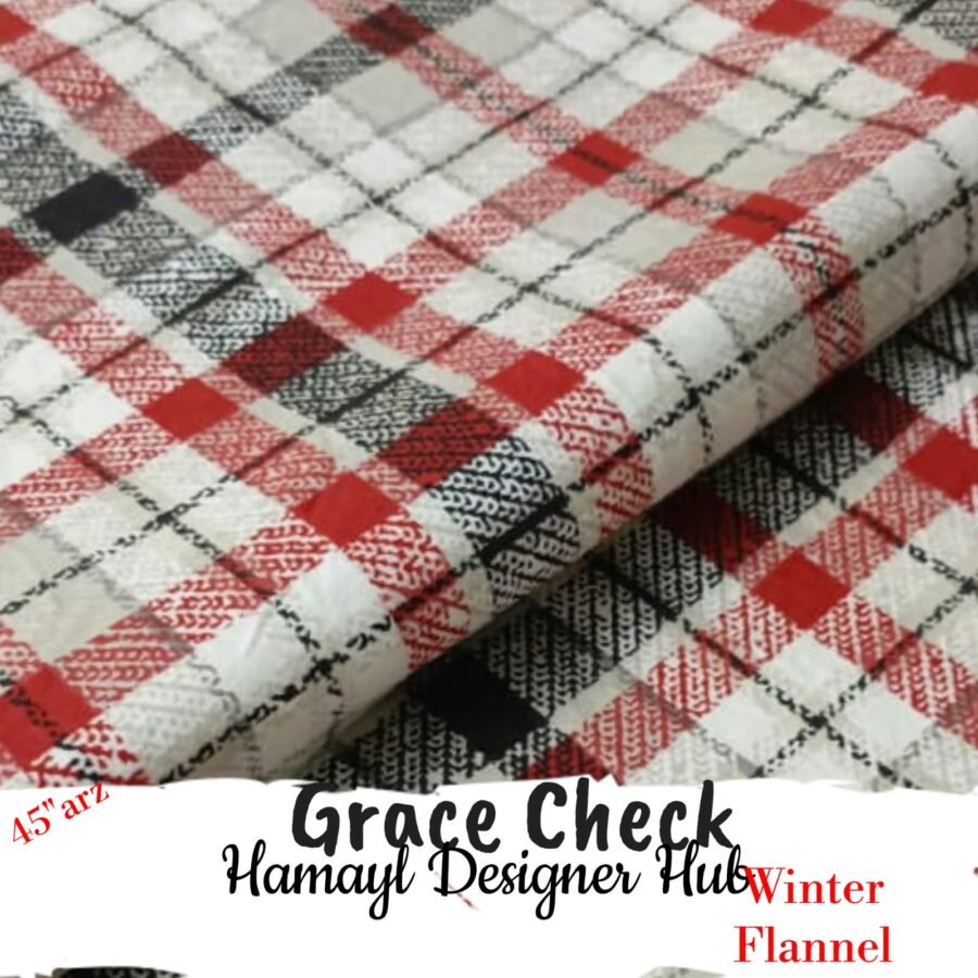 Flannel Grace Check Export Quality Funky Nightwear – printed flannel fabric, 45-inch width, unstitched