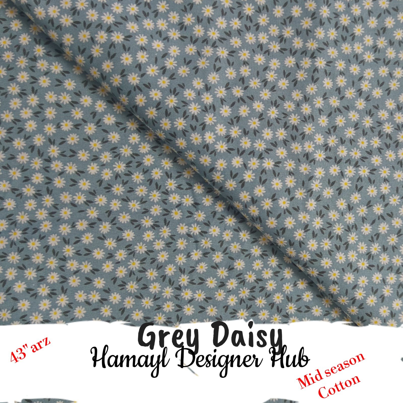 Grey Daisy β soft 43 inch mid season cotton fabric, 43-inch width, unstitched