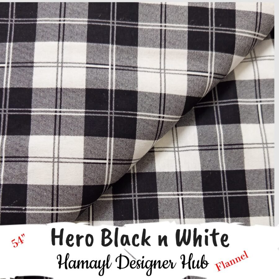 Hero Black n White Winter Flannel – printed flannel fabric, 54-inch width, unstitched