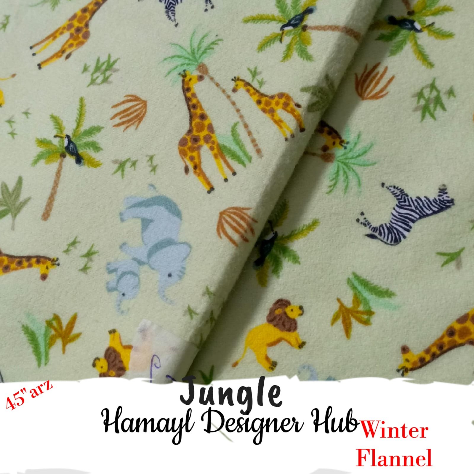 Jungle Winter Flannel – printed flannel fabric, 45-inch width, unstitched
