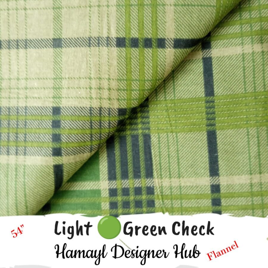 Light Green Check Winter Flannel – printed flannel fabric, 54-inch width, unstitched