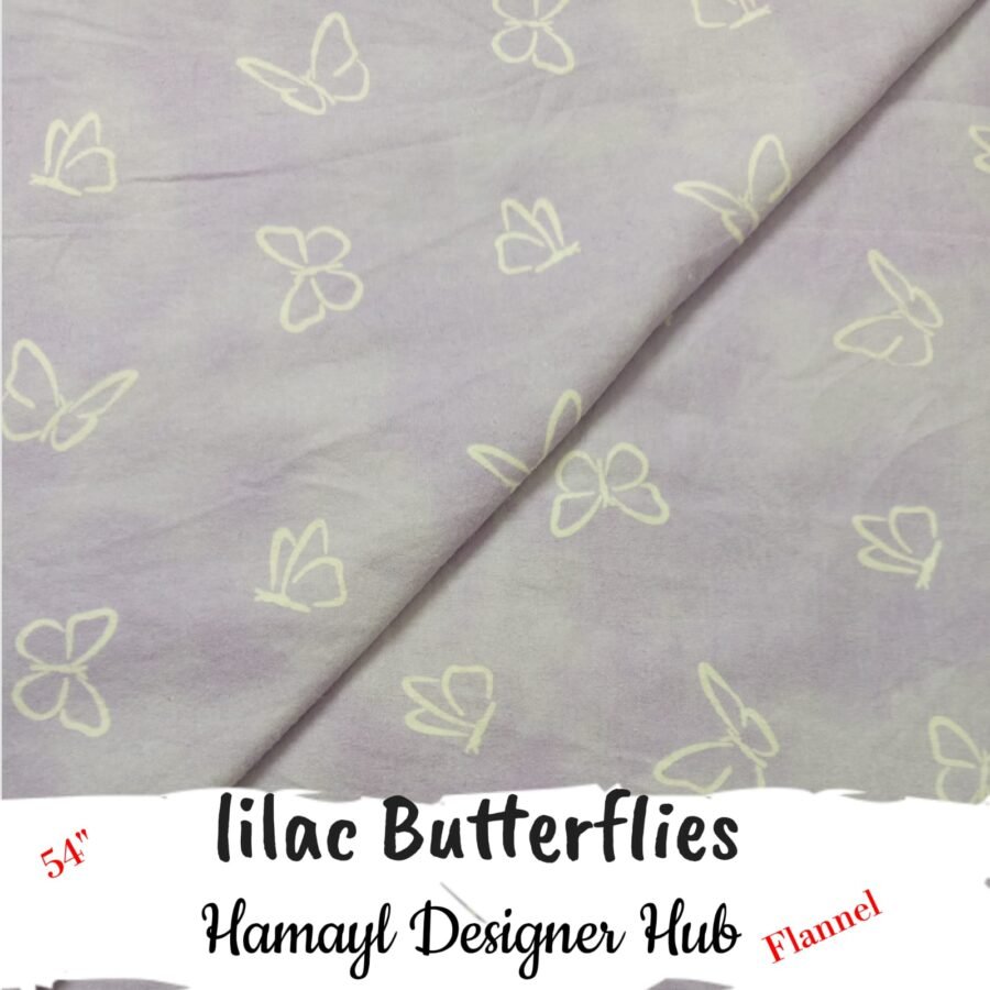 Lilac Butterflies Winter Flannel – printed flannel fabric, 54-inch width, unstitched