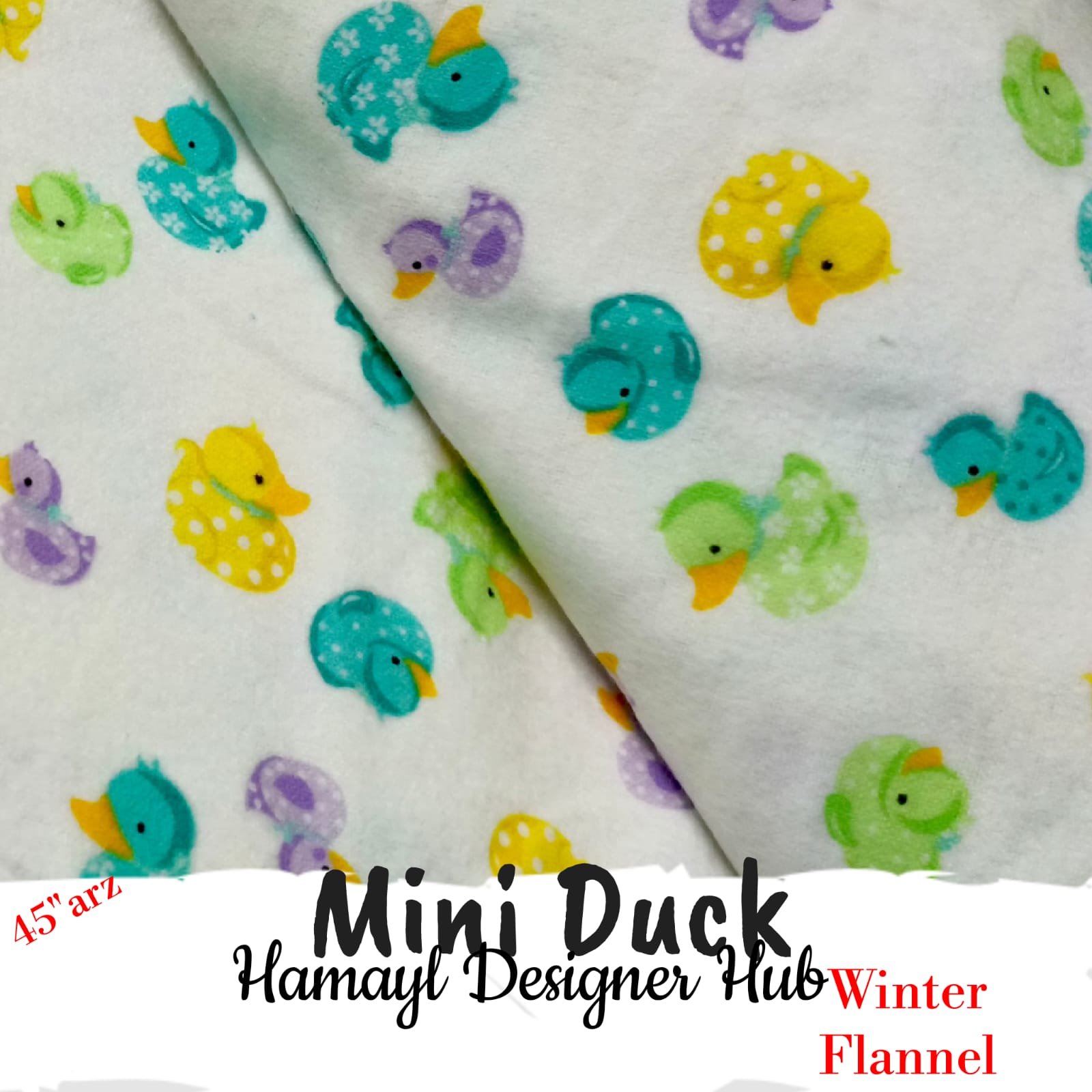 Mini Duck Winter Flannel – printed flannel fabric, 45-inch width, unstitched