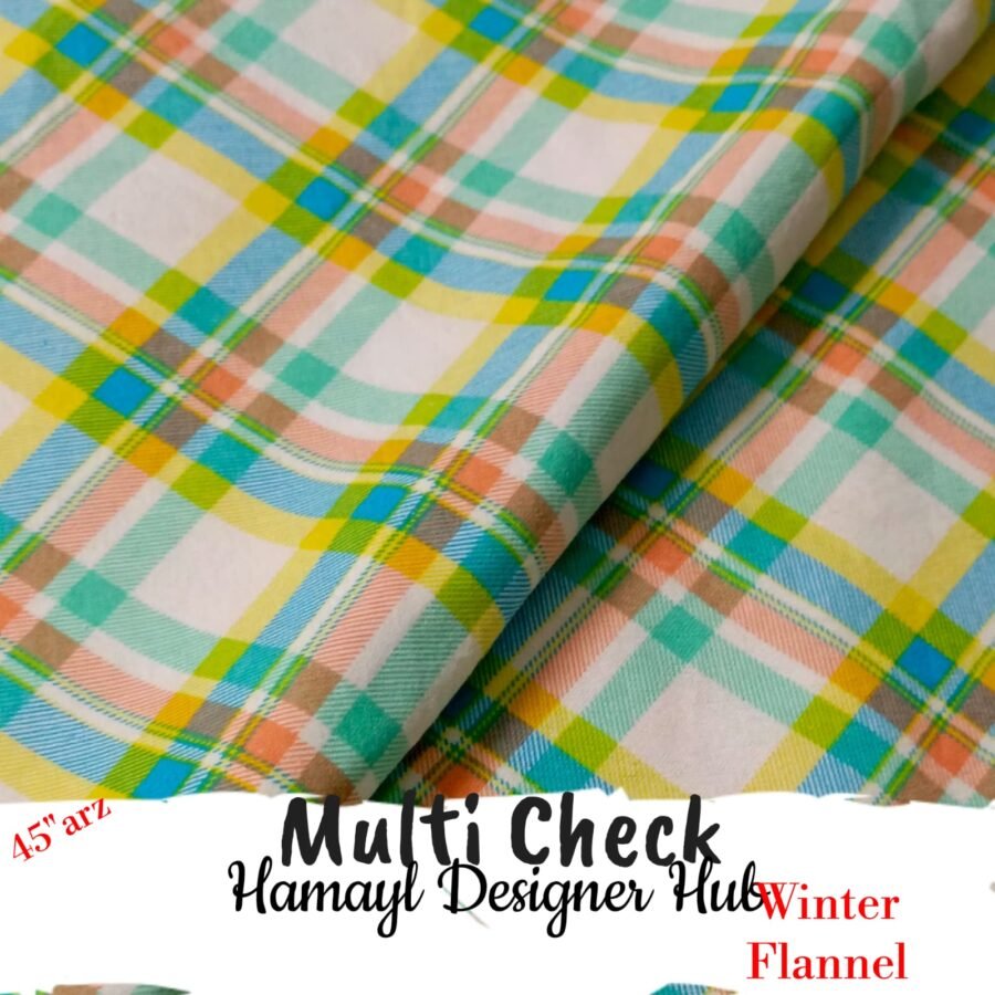 Multi Check Winter Flannel – printed flannel fabric, 45-inch width, unstitched