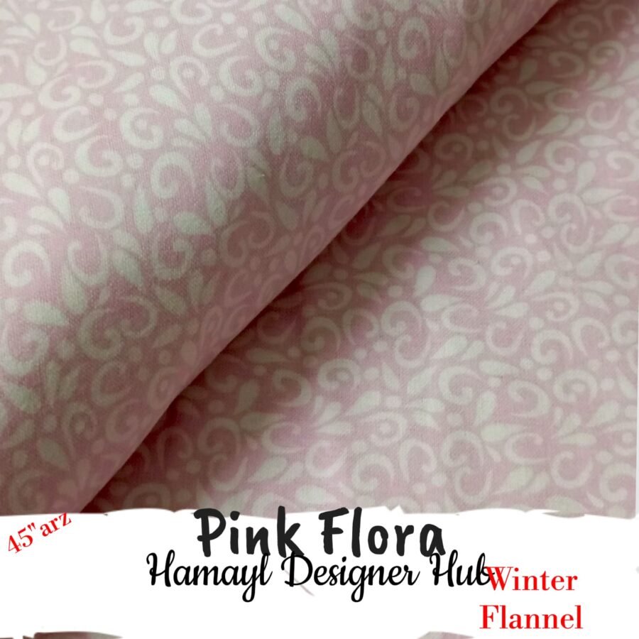 Pink Flora Winter Flannel – printed flannel fabric, 45-inch width, unstitched