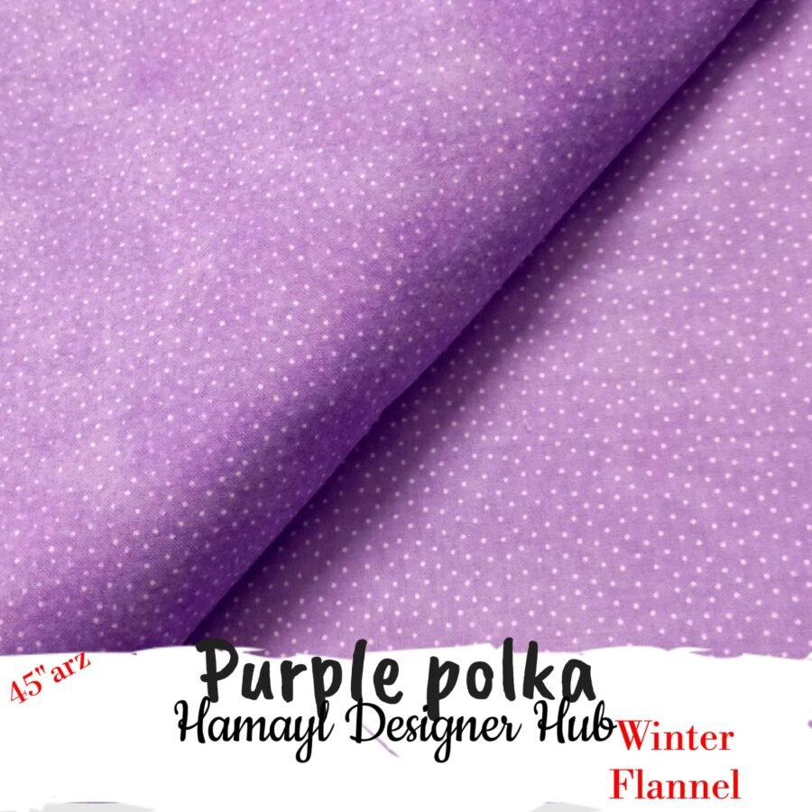 Flannel Purple Polka Export Quality Funky Nightwear – printed flannel fabric, 45-inch width, unstitched