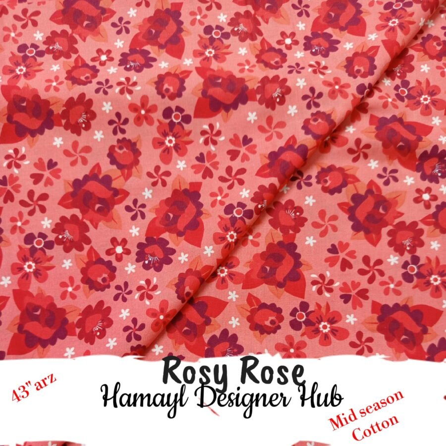 Rosy Rose – soft 43 inch mid season cotton fabric, 43-inch width, unstitched