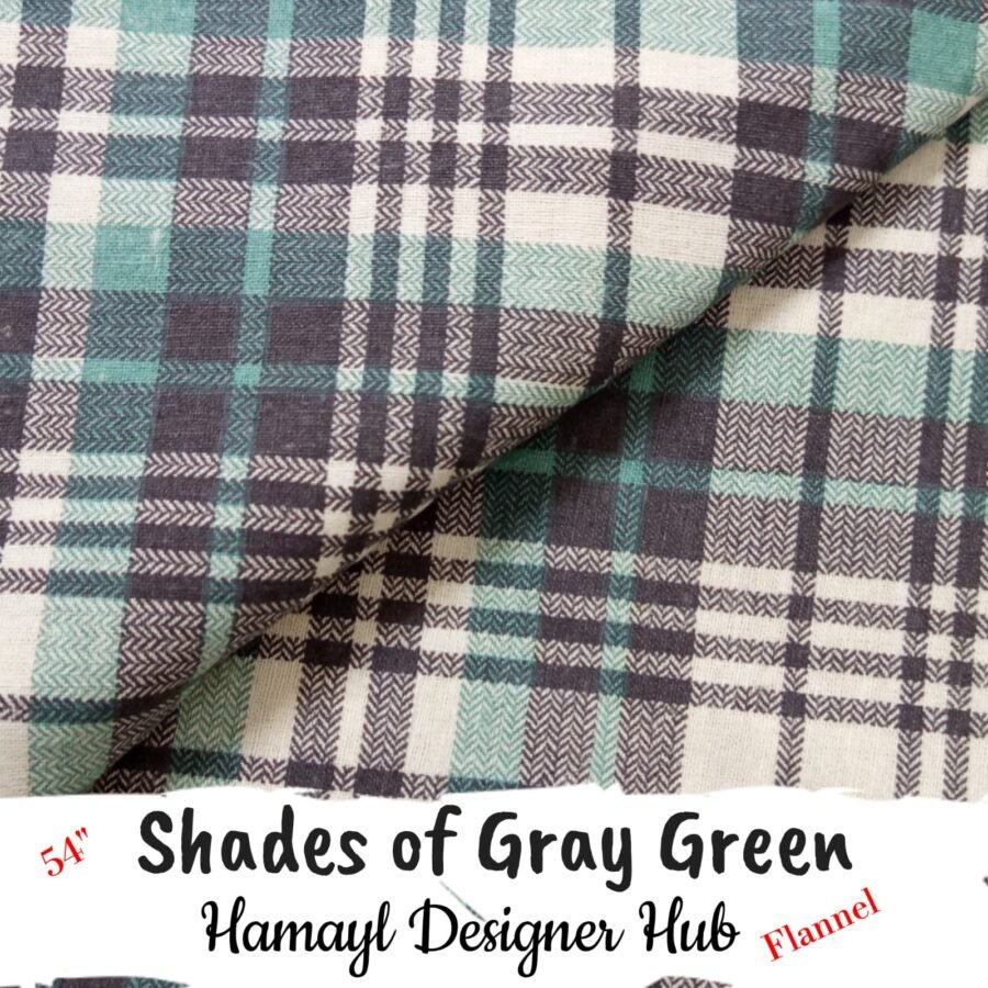Shades of Grey n Green Winter Flannel – printed flannel fabric, 54-inch width, unstitched