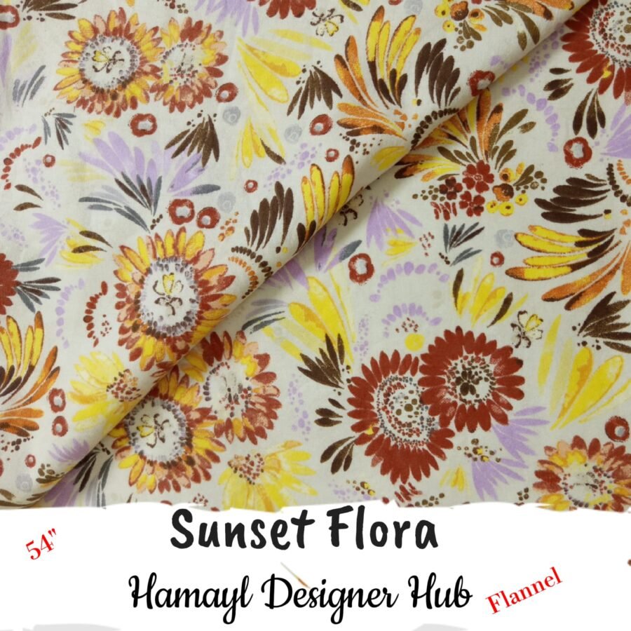 Sunset Flora Winter Flannel – printed flannel fabric, 54-inch width, unstitched