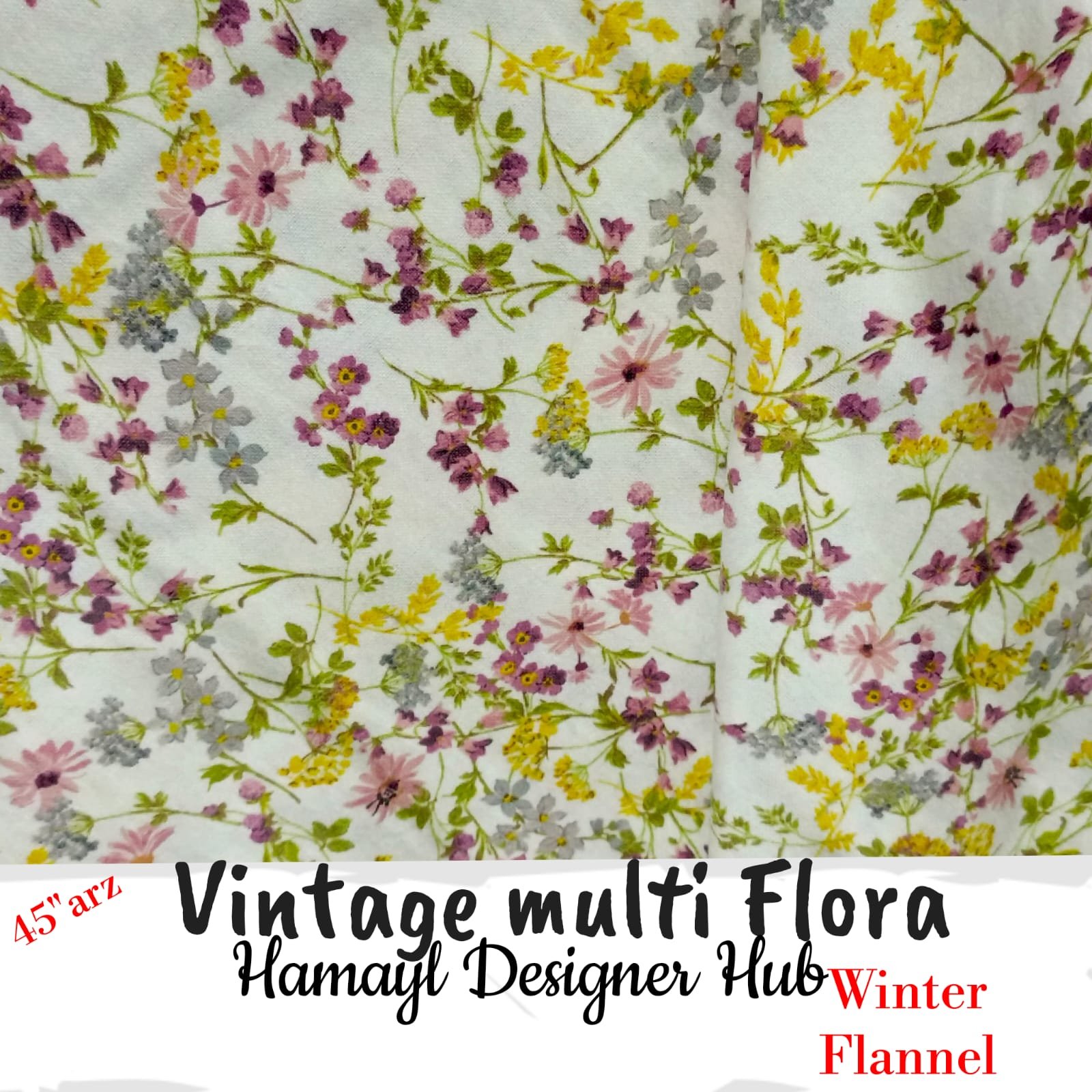 Vintage Multi Flora Winter Flannel – printed flannel fabric, 45-inch width, unstitched