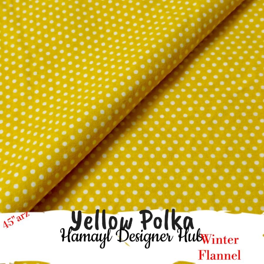 Yellow Polka Winter Flannel – printed flannel fabric, 45-inch width, unstitched