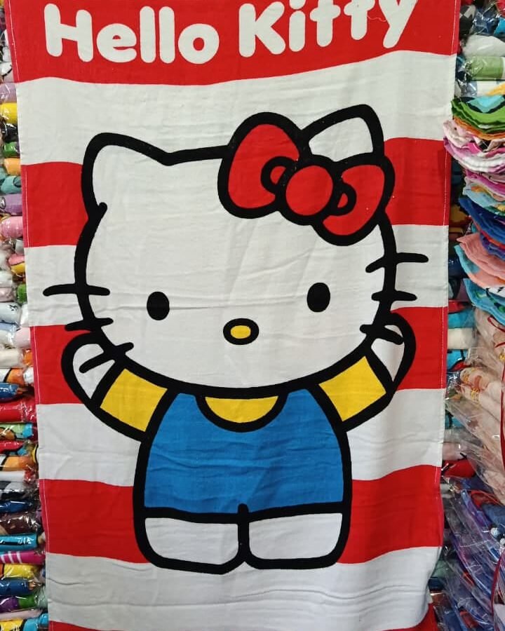 Hello Kitty Red Stripes – Kids Character Towel – 55 × 24 – kids towels