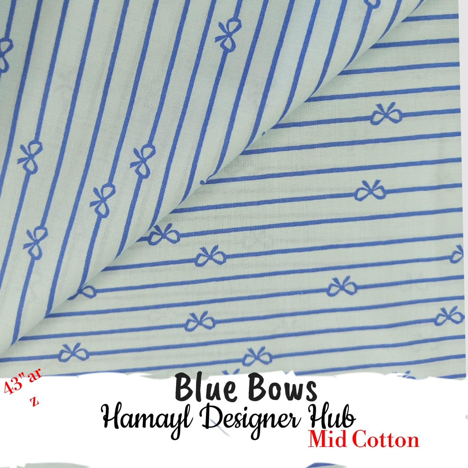 Blue Bows – soft 43 inch mid season cotton fabric, 43-inch width, unstitched