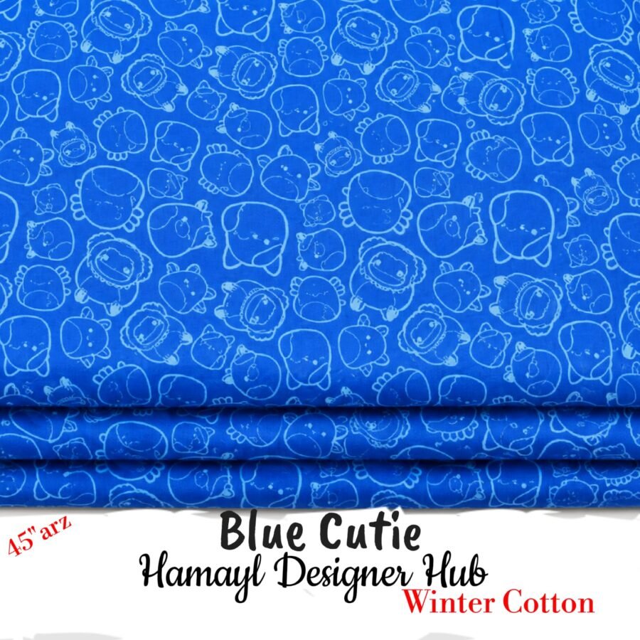 Blue Cutie – printed winter cotton fabric, 45-inch width, unstitched