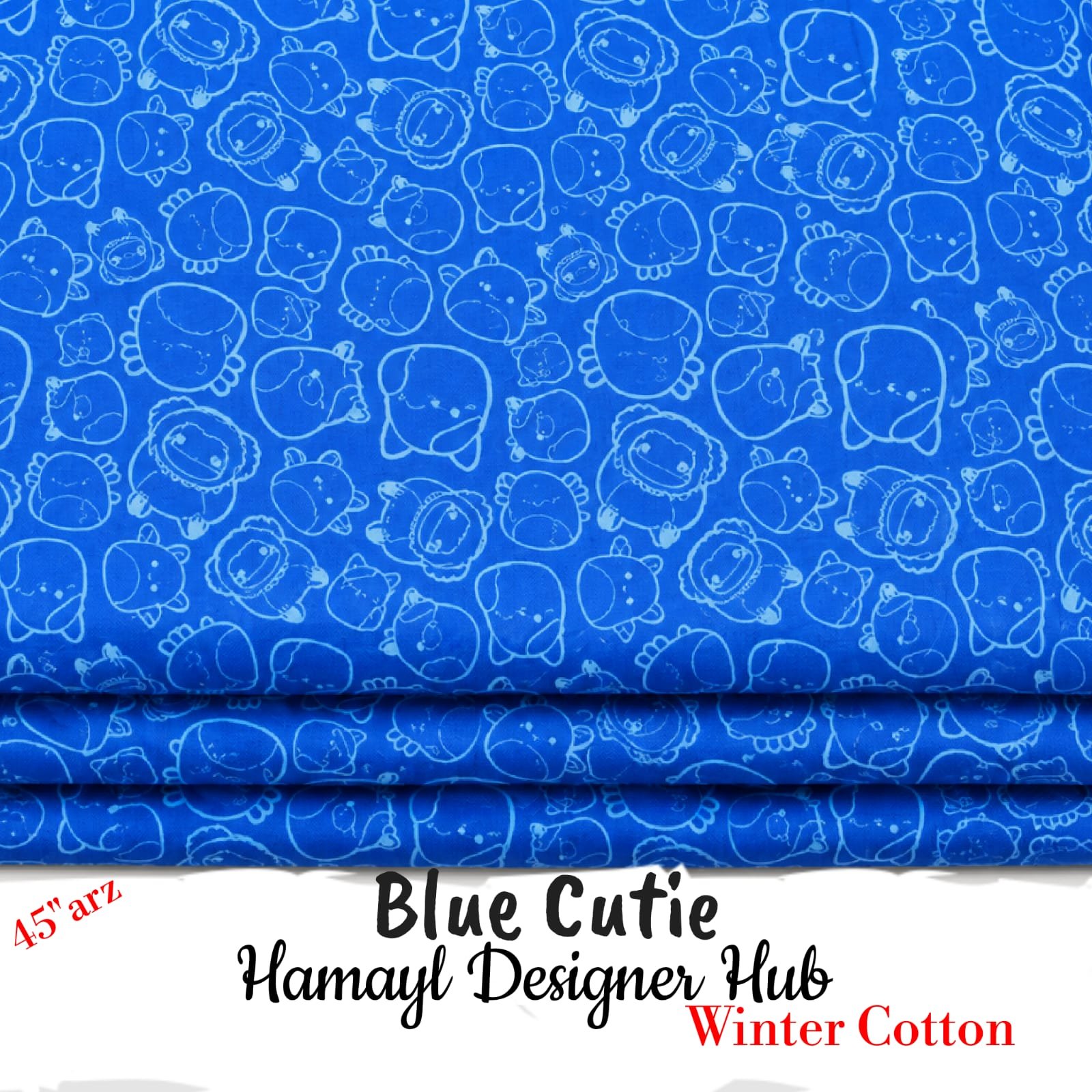 Blue Cutie – printed winter cotton fabric, 45-inch width, unstitched
