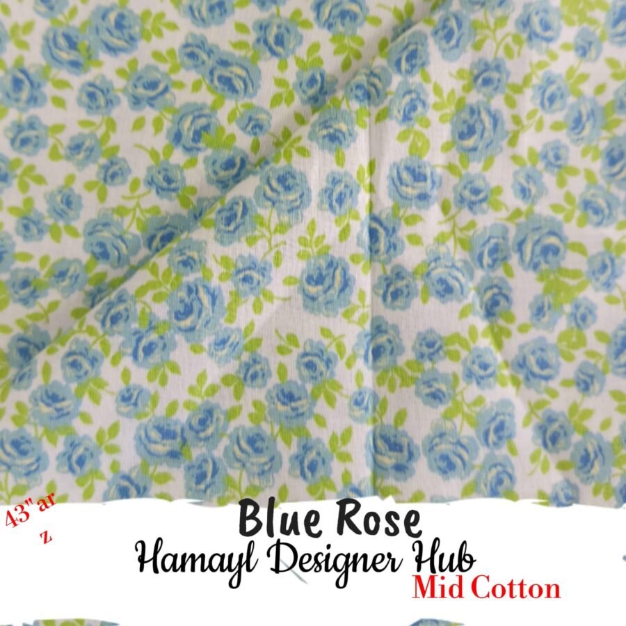 Blue Rose – soft 43 inch mid season cotton fabric, 43-inch width, unstitched