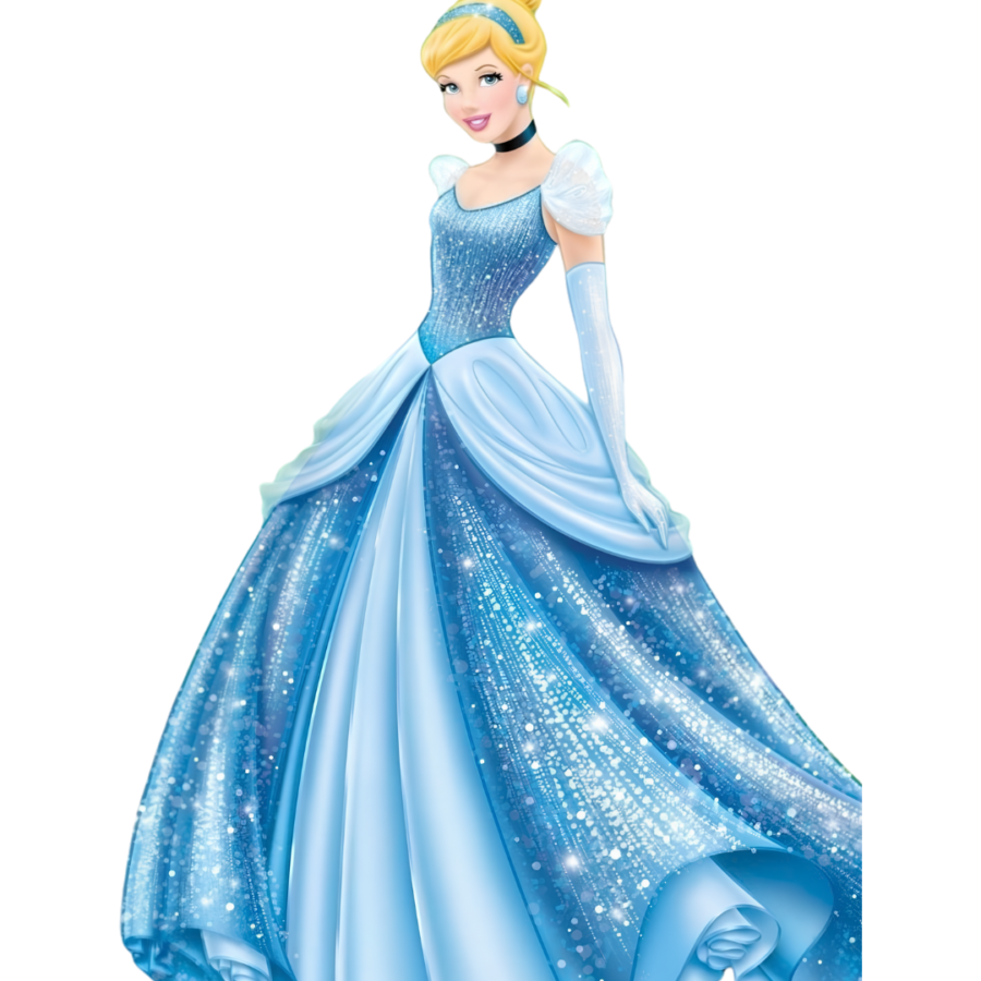 P1014 Kids Princess Doll Patch – Cinderella Blue Dress – flower iron-on patch