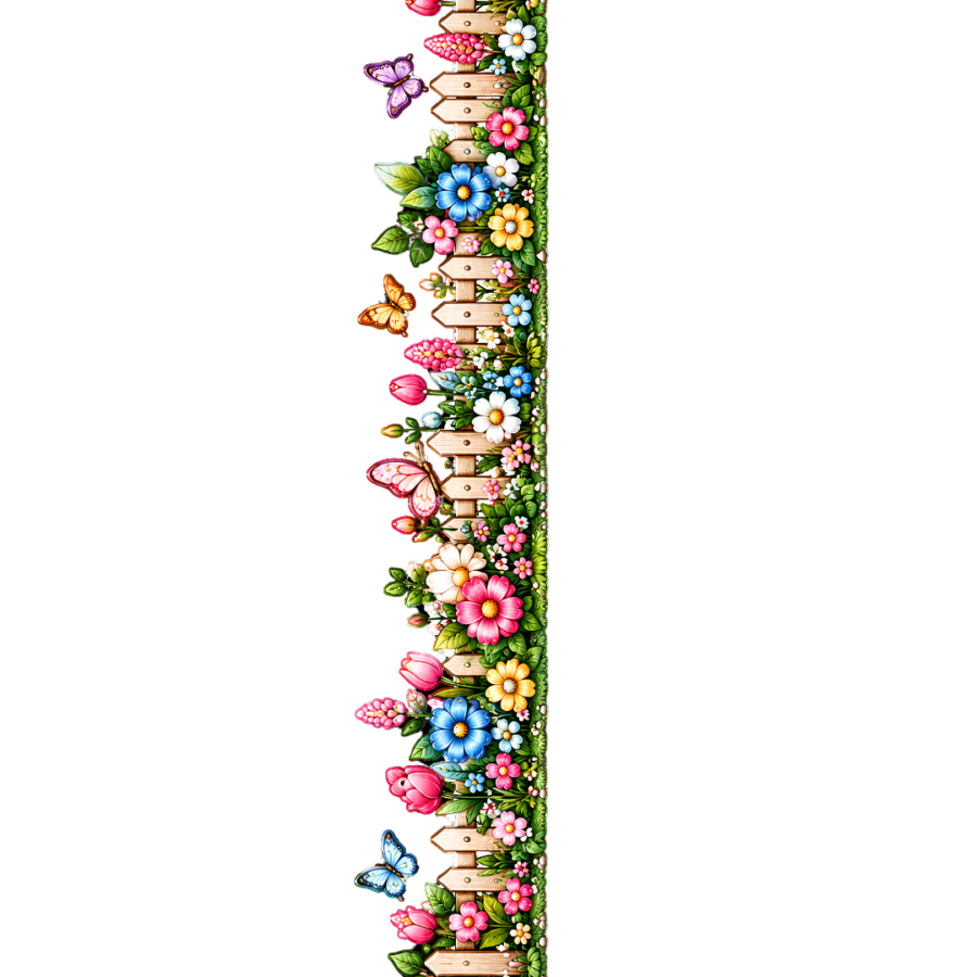 Colorful Butterfly Garden Fence – 22 Inch Decorative Border – border iron-on patch