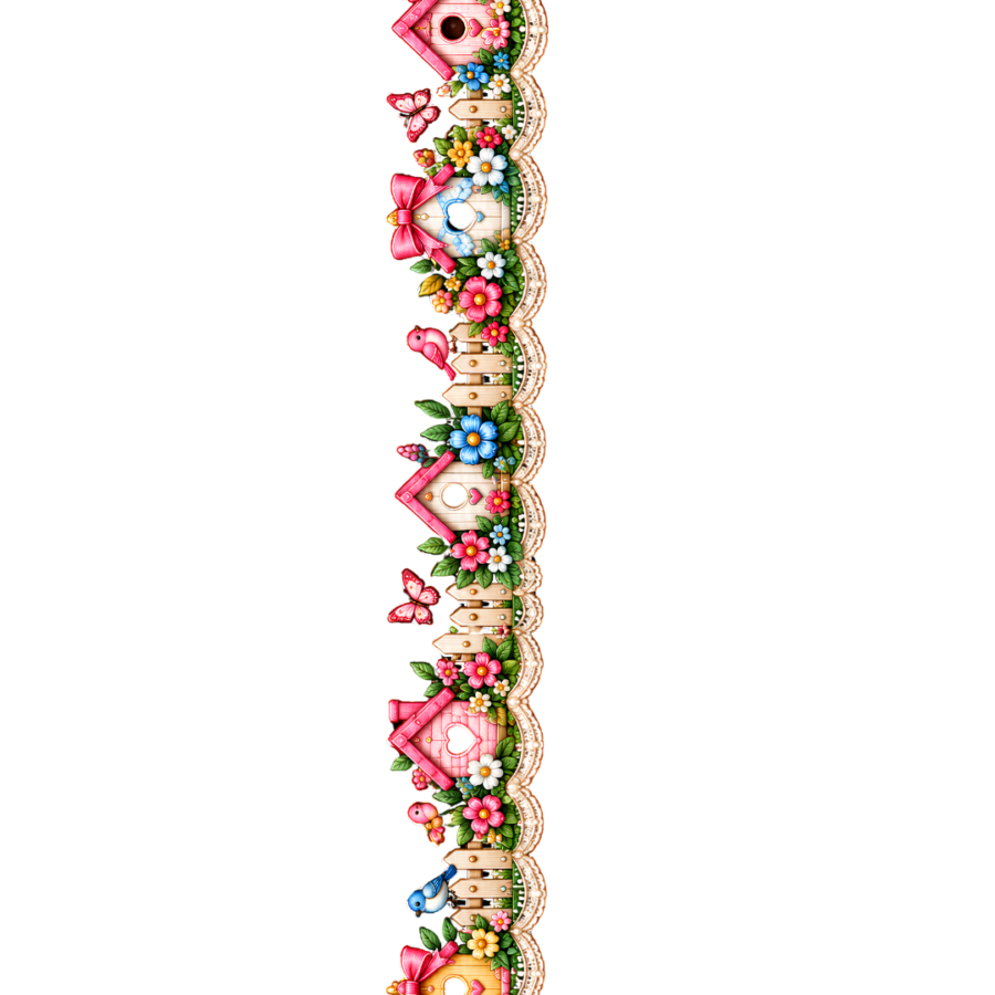 Kawaii Garden Friends – 22 Inch Kids Fabric Border – border iron-on patch