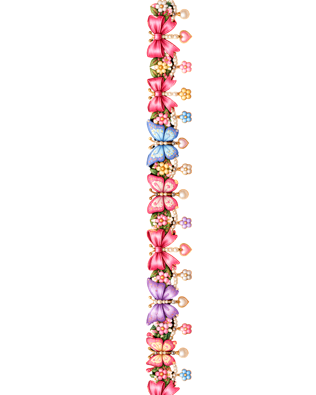 Kawaii Pastel Bow & Pearl Border – 22 Inch – P10127 – iron-on heat transfer patch