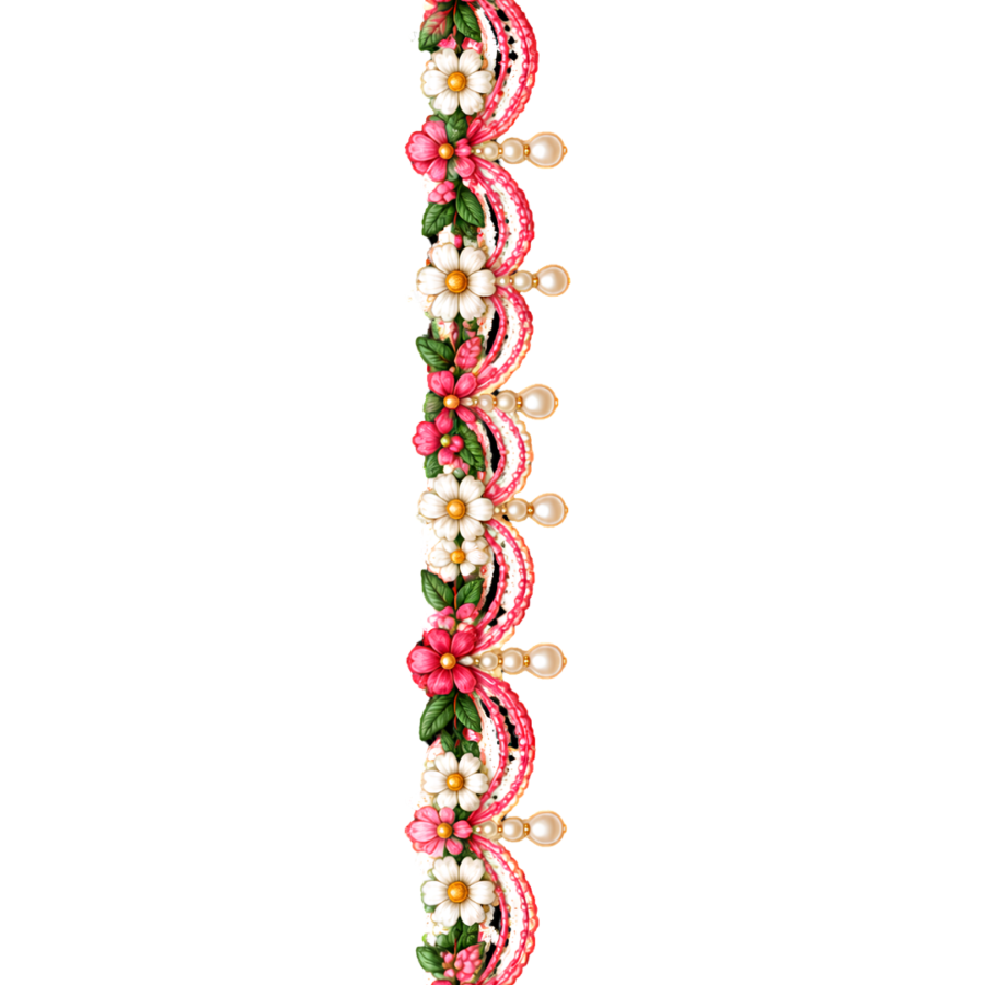 Kawaii Pearl Butterfly Bow Garland – 22 Inch Fabric Border – border iron-on patch