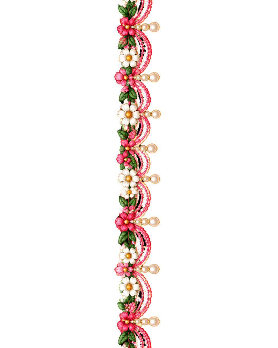 Kawaii Pearl Butterfly Bow Garland – 22 Inch Fabric Border – iron-on heat transfer patch